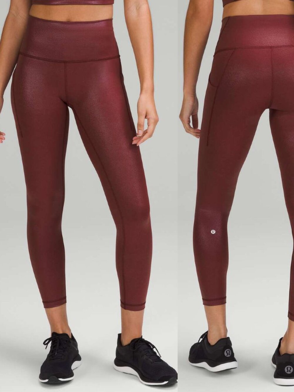 Lululemon Foil Red Side Pocket Wunder Train High Rise 25" Tight Leggings